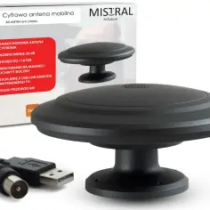 Antena samochodowa Mistral MI-ANT04 UFO STRONG, zasilana z USB, odbiera sygnał DVB-T. To rozwiązanie, które pomoże Ci cieszyć się telewizją cyfrową w podróży, niezależnie od tego, co to jest MUX.